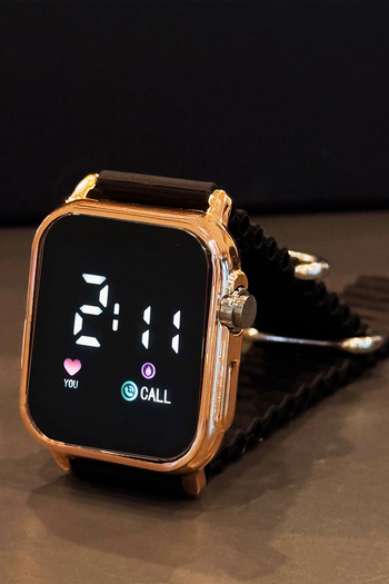Aqua Di Polo 1987 Rose Gold Unisex Black Silicone Digital Led Wrist Watch Apwr 033304