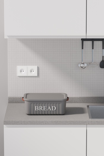 hemlife 10 Lt Plastic Bread Box with Lid - Handles and Decorative, Bread Holder Grey