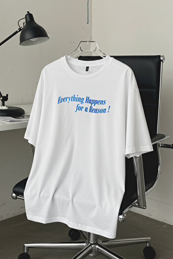 Trendyol Collection Weißes, übergroßes/breit geschnittenes T-Shirt aus 100 % Baumwolle mit Slogan-Print