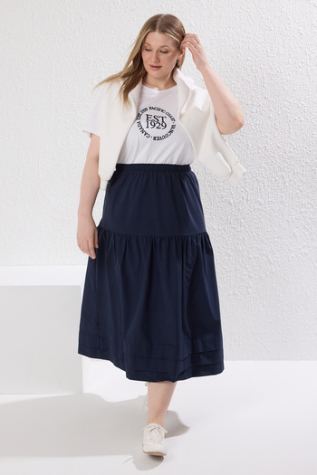 Trendyol Curve Μπλε Navy A-Line υφαντή φούστα μεγάλου μεγέθους TBBSS25AZ00010