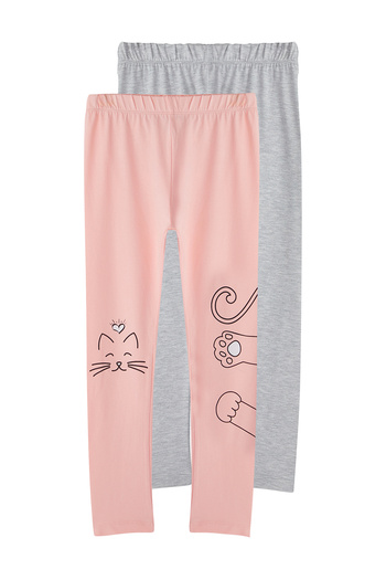TRENDYOLKIDS Light Grey-Pink Plain Knitted Leggings Tkdss25Ta00003