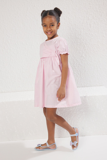 TRENDYOLKIDS Pink Mini Plain Knitted Dress Tkdss25El00023
