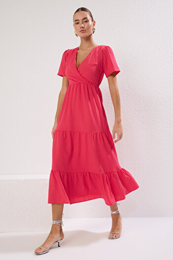 Trendyol Collection Rochie țesută maxi simplă fucsia TWOSS24EL00693