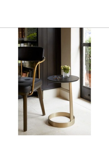 Generic Iron and marble alternative side table, gold and black - 35 x 35 x 55 cm