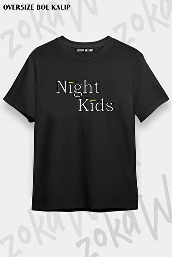 ZOKAWEAR Tricou cu imprimeu unisex oversize cu inițial D Night Kids Design