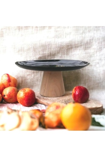Akayev Ahşap Konik Ayaklı Siyah 25 Cm Sunumluk