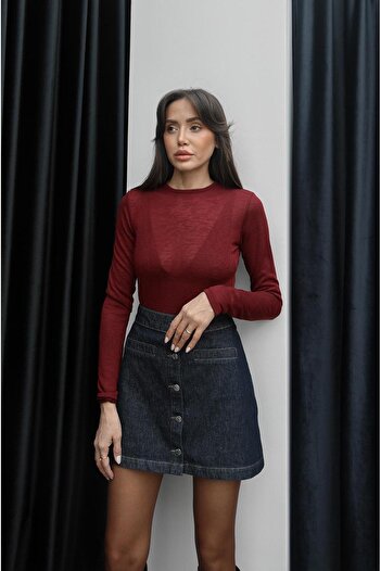 Havoş Burgundy Vince Crew Neck Blouse