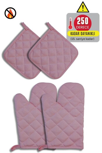 Home Oven Gloves and Pot Holders Set - 2 Gloves - 2 Pot Holders) - Fireproof and Heat Resistant