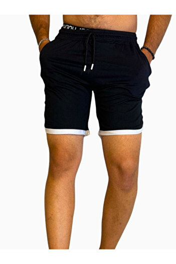 DEEPSENCE Black Men's Basketball Football Striped Shorts Fitness Sports Exercise Running Bermuda