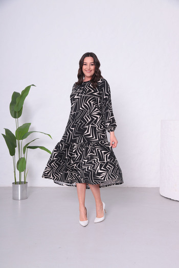 THE CABIN Γυναικεία Φούστα Plus Size Πλισέ Φόρεμα Μαύρο