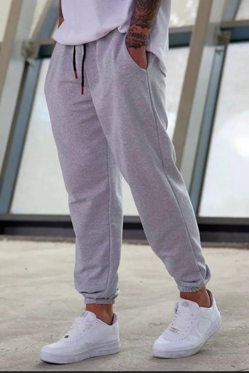 Relax family xf Ανδρικό γκρι βαμβακερό Jogger Sweatpants - με ελαστικό πόδι και τσέπες