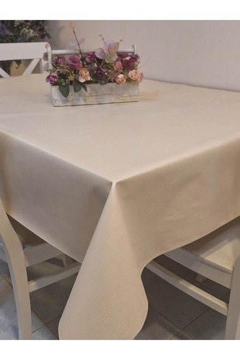 Başak Ev Tekstili Fiber Pvc Oilcloth - Patterned Erasable Tablecloth (Beige)