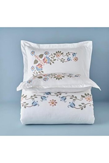 STOREMAX Sellbuyst Maison Vintage Floral Pattern 100% Cotton Satin Duvet Cover Set, White, Double (Duvet