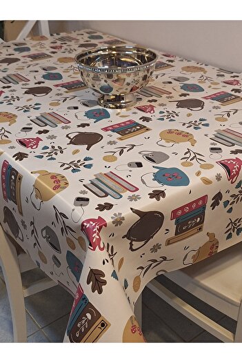 Başak Ev Tekstili Fiber Pvc Oilcloth - Patterned Erasable Tablecloth (Brown)