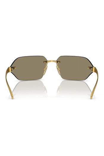 Prada Woman Irregular Sunglasses- Pr A56s - Lense Size:71mm - Satin Yellow Gold