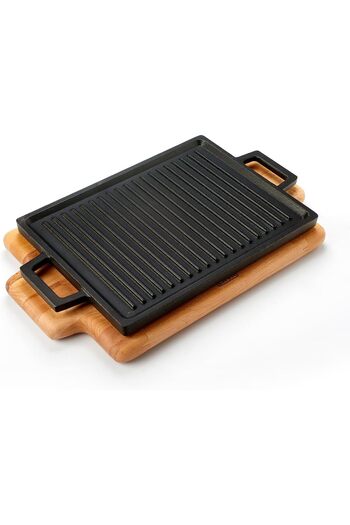 STOREMAX Snshop Cast Iron Plate, 22X30, with Wooden Base - Lv as 127 467437