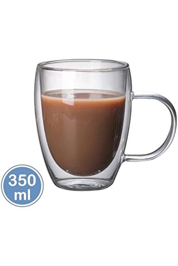 STOREMAX Goldwhirl 350ml Double Layer Glass with Handle Trendflash 467437
