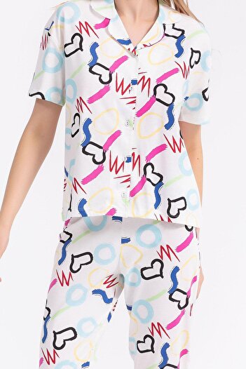 ROLY POLY 2786 Love Krem Kadın Gömlek Pijama Takımı