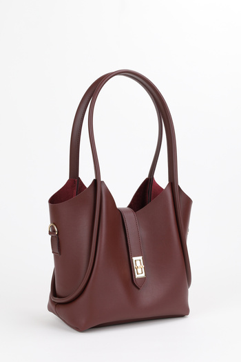 NOTHING Women's Long Strap Shoulder and Crossbody Bag with Burgundy Lock Detail Makeup Bag