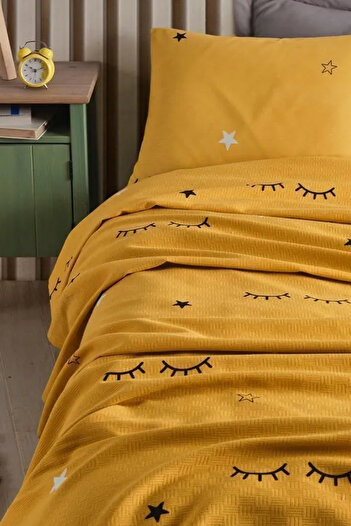 Eponj Home Pike Seti Baskılı Tek Kişilik Dide Sarı