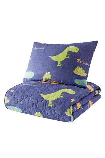 Eponj Home Navy Blue Single Quilted Bedspread Set