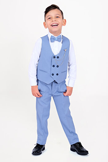 Babito Baby Boy's Suit 6-Button Vest Bow Tie Chain Suit