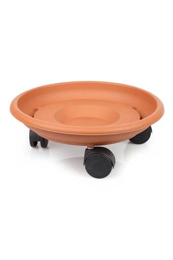 Homelux Pot holder, 26 cm, with wheels, brown, polypropylene