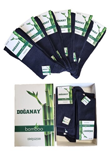 Doğanay 6'lı Dikişsiz Erkek Bambu Çorap Kutulu Lacivert Renk