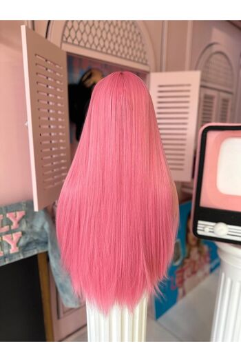 LOLLY PONY Perçemli Düz Pembe 70 cm Kore Fiber Sentetik Peruk