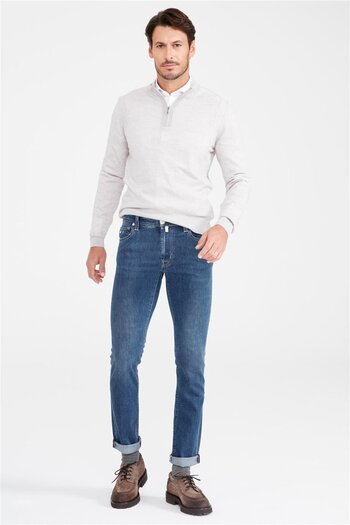 TRAMAROSSA Mavi İpek Lyocell Denim Pantolon