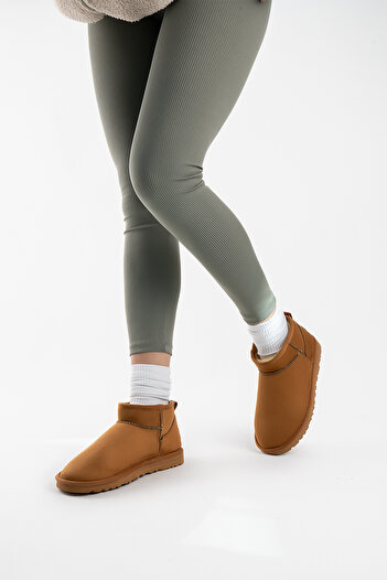 Shupe Γυναικείες μπότες Ultra Mini Suede σε Tan and Cinnamon χρώμα - Χειμερινή σόλα & μποτάκι με γούνα στο εσωτερικό