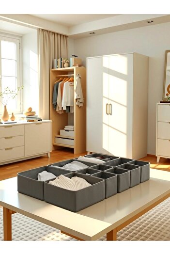 PH Prendi Home 12-Piece Anthracite Drawer Organizer Box Organizer Set