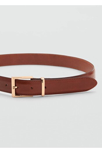 MANGO Woman Square Buckle Leather Belt