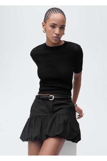 MANGO Woman Pulover tricotaj ajurat cu maneca scurta