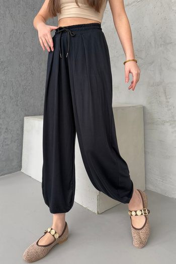 modavingo Women's Modal Fabric Pocket Pleated Loose Baggy Pants Black Hmd3503