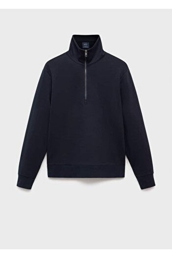 MANGO Man Fermuarlı regular kesim pamuklu sweatshirt