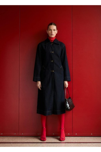 MANGO Woman Lang geschnittener Denim-Trenchcoat