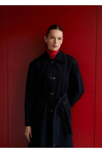 MANGO Woman Lang geschnittener Denim-Trenchcoat