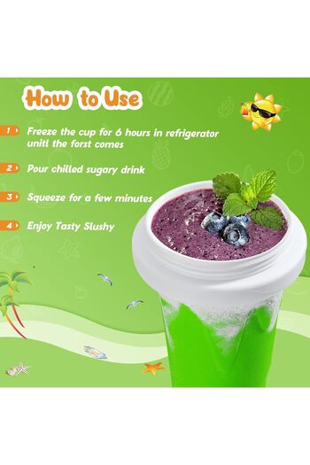 AWH Slushie Maker Cup, TIK TOK Magic Quick Frozen Smoothies, Double Layer Squeeze Cup (Green)