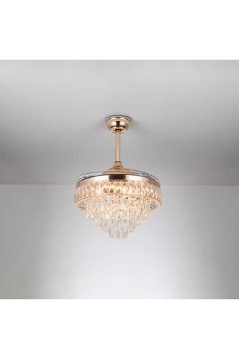 Btm Luxury modern gold crystal chandelier fan