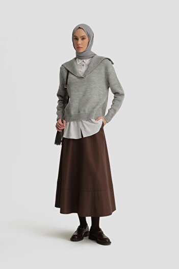 Armine Poplin Mixli Kazak 24kd4218 Gri-beyaz
