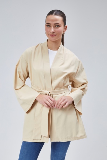 lurex moda Belt Detailed Kimono