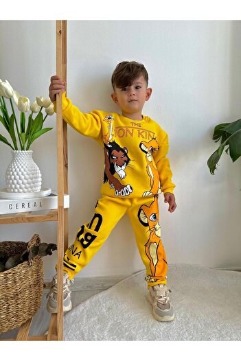 Prime Butik Yellow Color Lion Character Bottom Top Suit