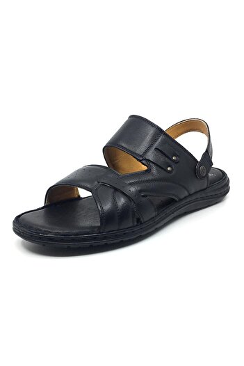 Luis Figo 100% Genuine Leather Orthopedic Men's Large Size Sandals Slippers 40-48