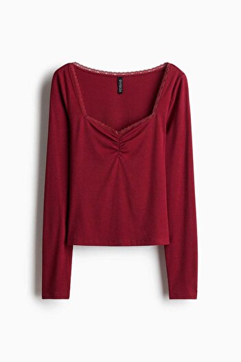 H&M Lace-trimmed ribbed top