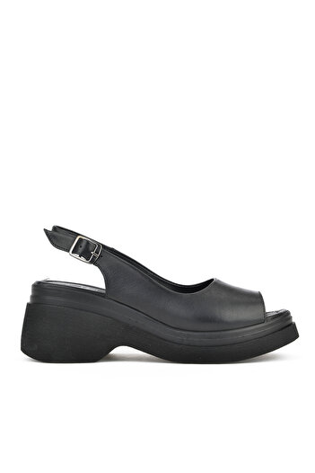 Ziya Genuine Leather Women's Heeled Sandals - 151992 Z64003 Black