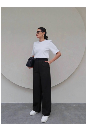 ESRAHELVACI Black Hooked Palazzo Trousers