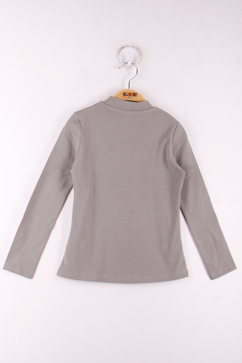 Toontoy Girl's Lace and Pearl Detailed School T-Shirt