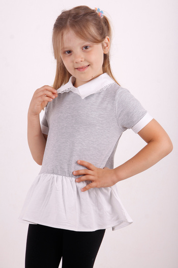 Toontoy Shirt Collar Lace Detailed Girl's T-Shirt