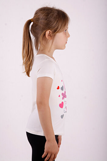 Toontoy Heart Rabbit Printed Girl's T-Shirt